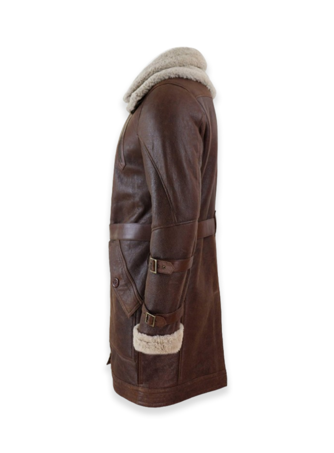 Men's Brown Fur Leather Long Coat