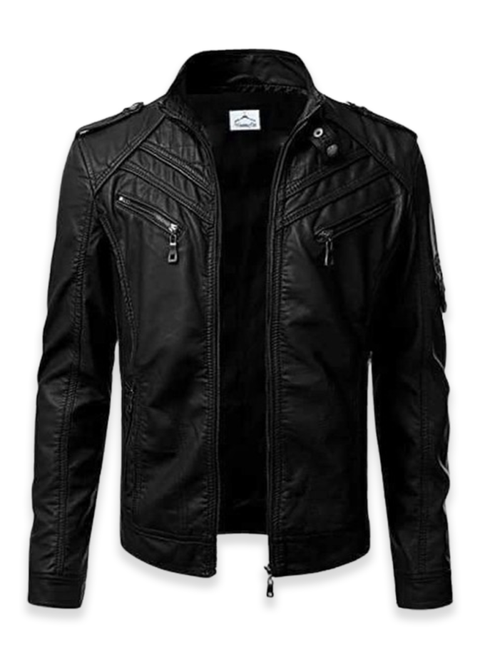 New Black Motorcycle Leather Jacket