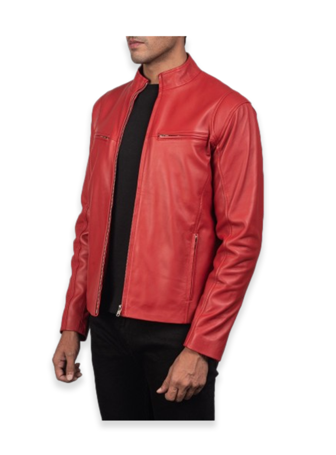 Men's Soft Biker Red Leather Jacket