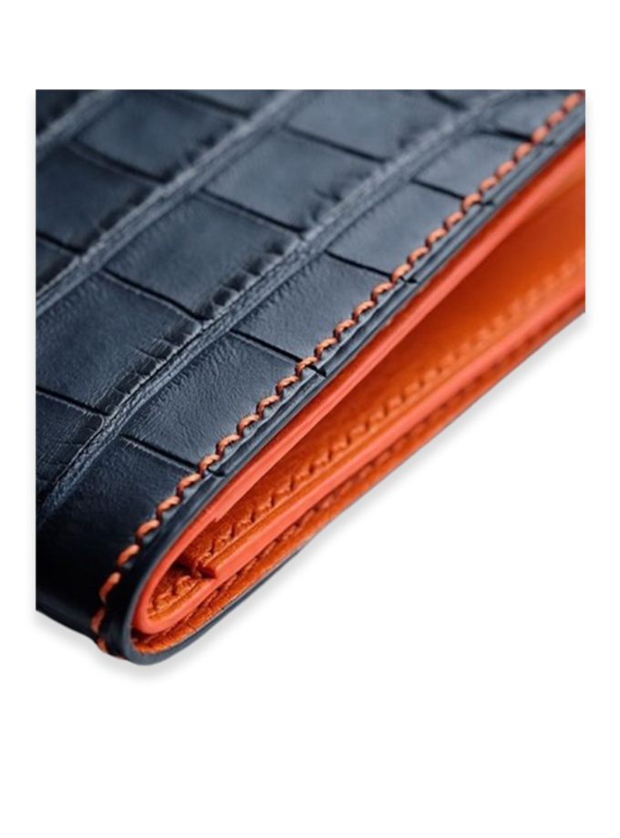 Navy Blue Alligator Bifold Men's Leather Wallet